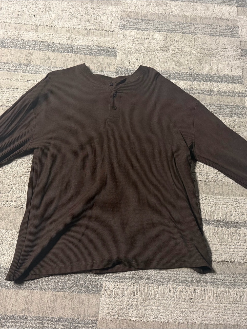 Men's Long Sleeve Henley Shirt - Brown